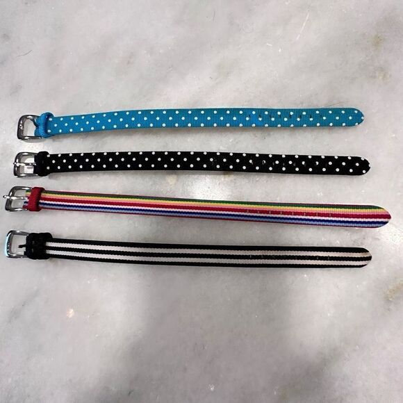 Polka Dot Striped Belt Style Bundle Of 4 Multicolor Watch Bands NWOT - Picture 1 of 2